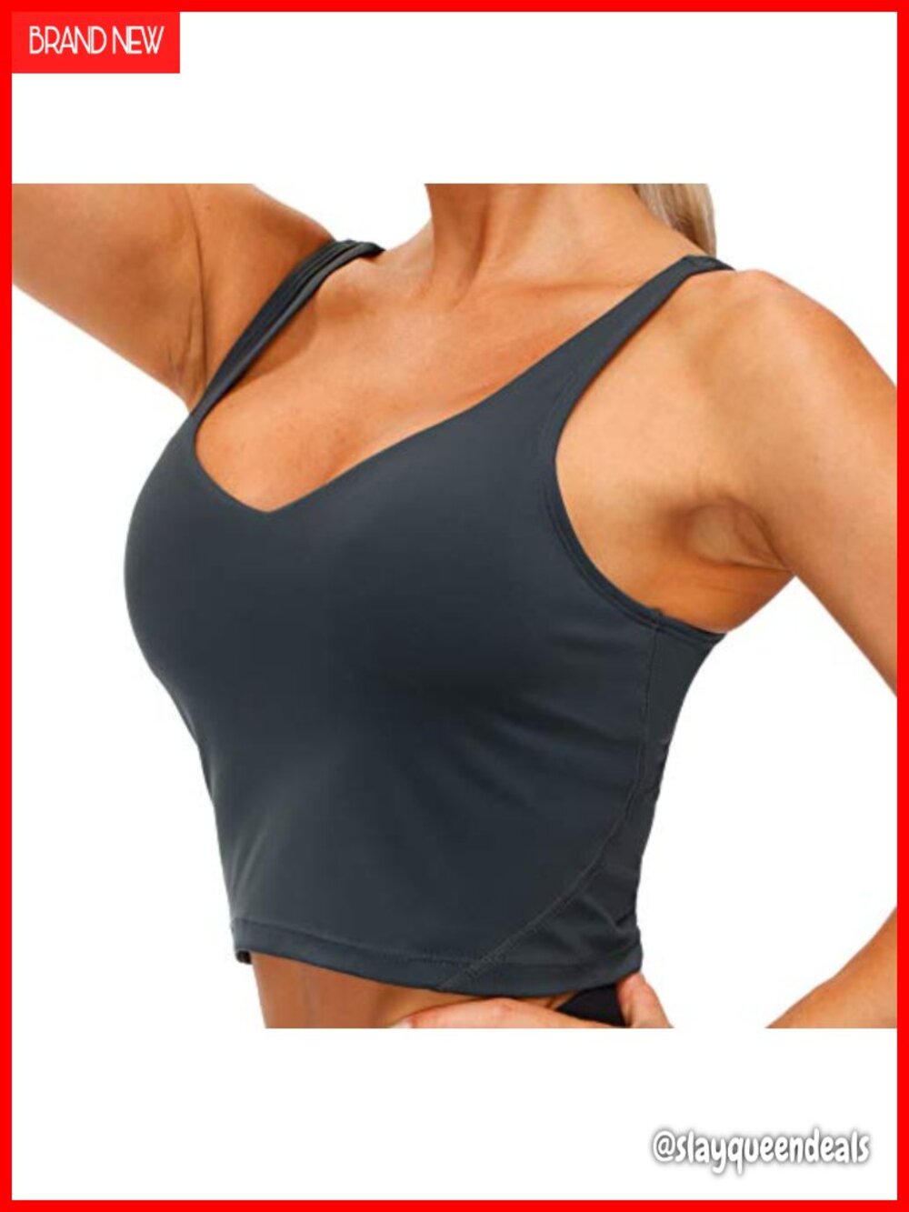 Women's Longline Sports Bra Wirefree Padded Medium Support Racerback Yoga Gym